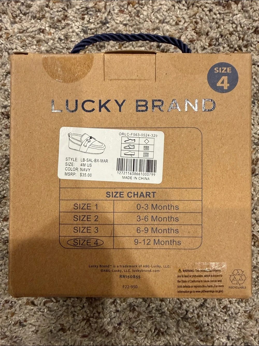 Lucky Brand Navy Baby Loafer Crib Shoes